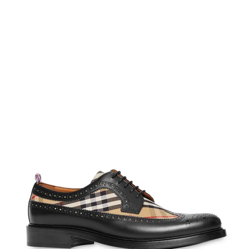 Burberry Brogue Detail Leather and Vintage Check D